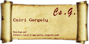 Csiri Gergely névjegykártya